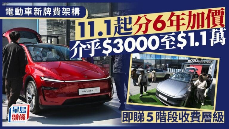 電動車牌費11月起加價：六年分階段實施，2030年最高達.1萬！