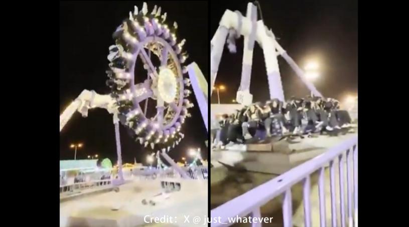 恐怖！沙特遊樂園「大擺錘」突然斷成兩半，造成至少23人受傷，3人情況危殆