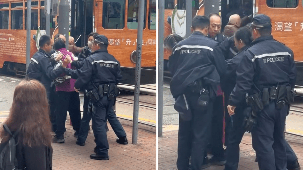 灣仔七旬婦街頭揮舞鎅刀，五警合力制服！現場影片曝光