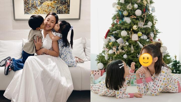 39歲楊愛瑾親子裝減齡散發少女味    陪仔女過聖誕節似足三姊弟